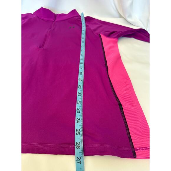 Under Armour ColdGear 1/2 Zip Long Sleeve Top Purple Pink Women’s 1X Fitted - Picture 8 of 10